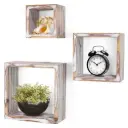 סט 3 מדפי קובייה תלויים בגימור כפרי – Greenco Rustic White